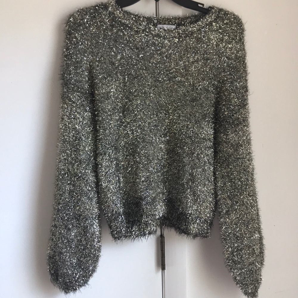 Sparkly bubble bell sleeve sweater